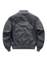 Men’s plus size long sleeve jacket in dark gray with smooth reflective fabric and ribbed cuffs and hem