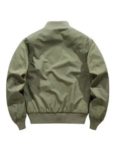Men’s plus size olive green long sleeve jacket with zip up front and ribbed cuffs and waistband bomber style