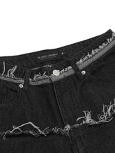 Men's Raw Hem Denim Bermuda Shorts with Contrast Cuffs Denim Shorts