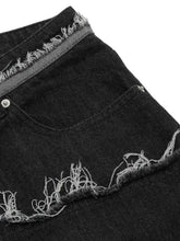 Men's Raw Hem Denim Bermuda Shorts with Contrast Cuffs Denim Shorts