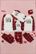 Mens Red and Black Plaid Pants Set with Long Sleeve Christmas Top and Slogan Graphic