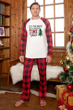 Men’s red and black plaid pants set with long sleeve Christmas top