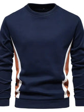 Men's Side Striped Contrast Round Neck Sweatshirt Navy Mens Tops
