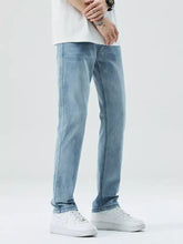 Men’s slim fit light-wash denim jeans with classic stitching designed for a stylish casual look