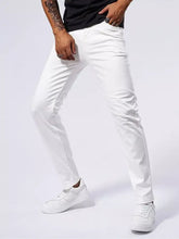White slim fit jeans with a modern cut and subtle creasing along the legs for stylish fit jeans look