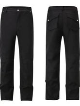 Mens slim straight pants with ruched detail, black, front and back views