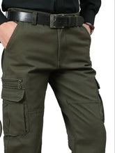 Mens olive green solid color cargo pants with black belt