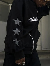 Men's Star Embroidery Zip Up Hoodie Mens Tops