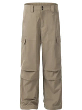 Mens straight cargo pants with multi pockets and adjustable waist