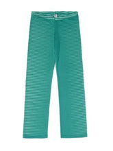 Mens teal green striped sheer pants, wide-leg style
