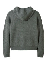 Mens textured knit olive green hooded cardigan sweater, machine wash cold