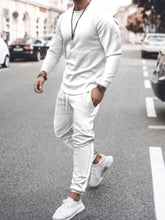 Men's Two-Piece Casual Tracksuit Set in Multiple Colors White