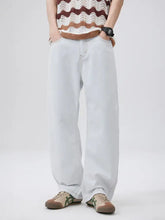 Men’s light-wash denim wide leg jeans featuring a relaxed fit and classic wide leg cut for casual wear