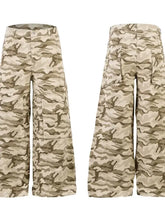 Men's Wide Leg Camo Print Cargo Pants Woman Sweatpants
