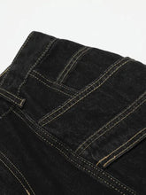 Men's Wide-Leg Denim Shorts with Contrast Stitching Denim Shorts