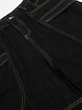 Men's Wide-Leg Denim Shorts with Contrast Stitching Denim Shorts