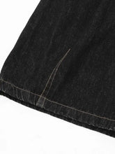 Men's Wide-Leg Denim Shorts with Plaid Accent Denim Shorts