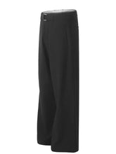 Black wide-leg high waist pants with belt for men