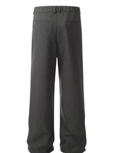 Dark gray mens wide leg pants with pleated front and elastic waist