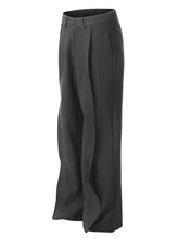 Dark grey pleated mens wide leg pants with front pleats