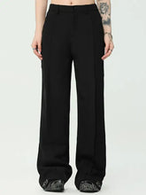 Mens wide leg pants: black trousers with front pleats
