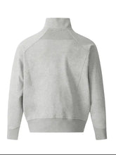 Mens zip stand collar fleece jacket in light gray with mock neck