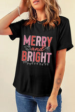 Merry and Bright Black Graphic T Shirt for Women Black