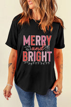 Merry and Bright Black Graphic T Shirt for Women