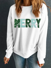 MERRY CHRISTMAS Contrast Long Sleeve Sweatshirt White Woman Sweatshirts