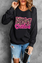 Black Merry Christmas long sleeve sweatshirt in pink leopard print