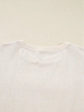 Merry little thing corded letter graphic ribbed sweatshirt in soft off-white knit with crew neckline machine wash cold