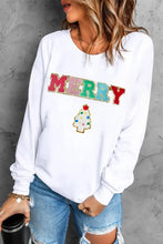 MERRY Round Neck Long Sleeve Sweatshirt White Woman Sweatshirts