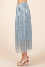 Metallic Glitter Speckle Pleated Midi Skirt with Gold Accents