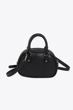 Black leather mini dome handbag with silver hardware