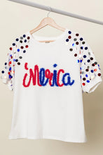 Metallic Letter Spangle Raglan Puff Sleeve Top for Women