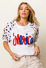 Metallic Letter Spangle Raglan Puff Sleeve Top for Women