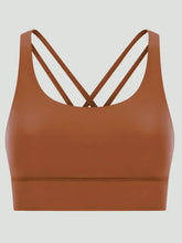 Brown Millennia Crisscross Scoop Neck Active Tank sports bra