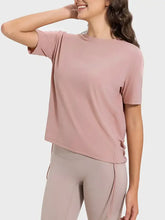 Millennia Drawstring Round Neck Dusty Rose Short-Sleeve Active T-Shirt