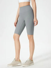 Grey Millennia high waist active shorts with smooth fabric and elastic waistband