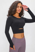 Millennia long sleeve cropped top with sports strap and waist cutout