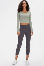Millennia long sleeve cropped top with sports strap, olive green outfit