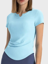 Millennia Notched Short Sleeve Active T-Shirt Pastel Blue Woman Activewear