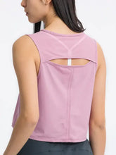 Millennia Round Neck Cropped Active Tank in lavender with shoulder seam