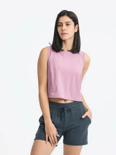 Millennia Round Neck Cropped Active Tank with shoulder seam, lavender set