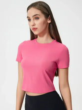 Millennia Round Neck Short Sleeve Active T-Shirt Fuchsia Pink Woman Activewear