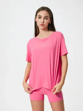 Millennia Round Neck Short Sleeve Active T-Shirt Fuchsia Pink Woman Activewear