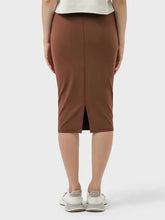 Millennia Slit Wrap Active Skirt: brown pencil with side slit