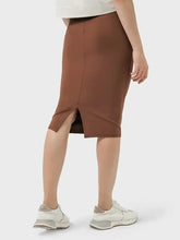 Millennia Slit Wrap Active Skirt in brown with side slit