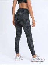 Dark gray camouflage Millennia wide waistband leggings with pockets