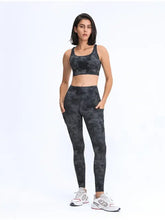Womens grey tie-dye Millennia wide waistband leggings with pockets